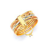 #203569 - White CZ 7-Day Ladies Ring in 14K Tri-Color Gold