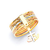#203572 - Cross 7-Day Ladies Ring in 14K Tri-Color Gold