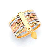 #203574 - Heart 7-Day Ladies Ring in 14K Tri-Color Gold