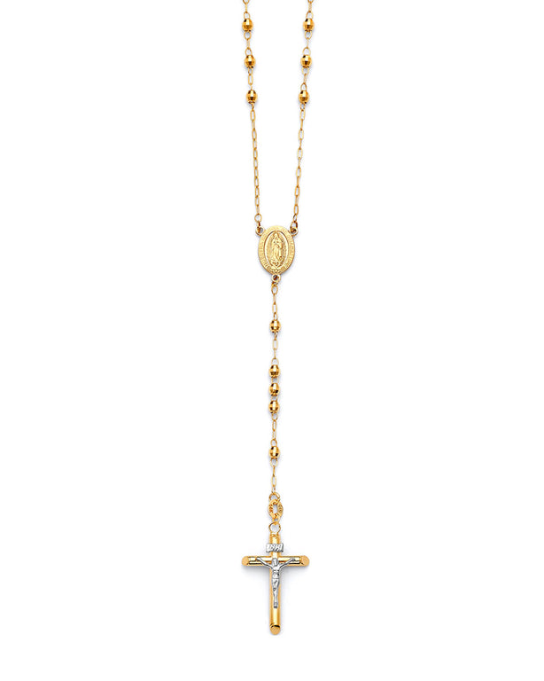 #203678 -  Crucifix Five-Decade Rosary Necklace in 14K Two-Tone Gold