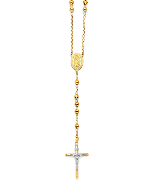 #203681 -  Crucifix Five-Decade Rosary Necklace in 14K Two-Tone Gold