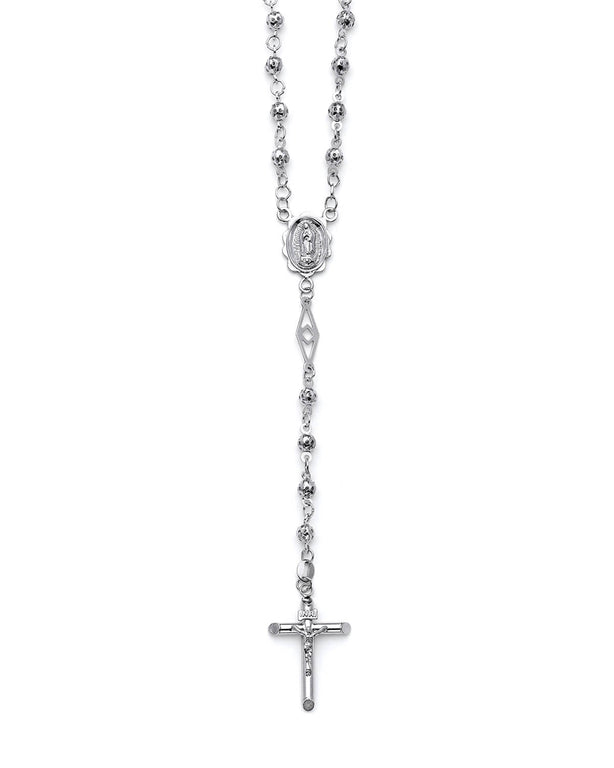 #203693 -  Crucifix Five-Decade Rosary Necklace in 14K White Gold