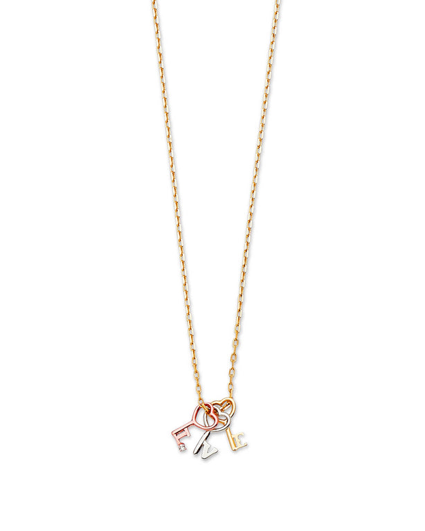#204436 - Key Charm Necklace in 14K Tri-Color Gold