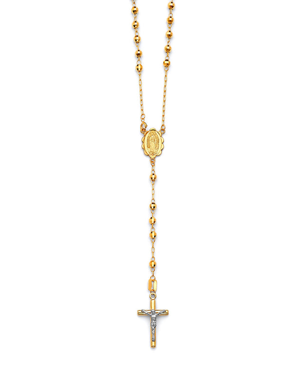 #204503 -  Crucifix Five-Decade Rosary Necklace in 14K Two-Tone Gold