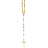 #207230-Crucifix Five-Decade Rosary Necklace In 14K Tri-Color Gold
