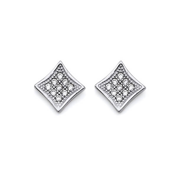 #21170 -  stud Earrings with White CZ in 14K White Gold