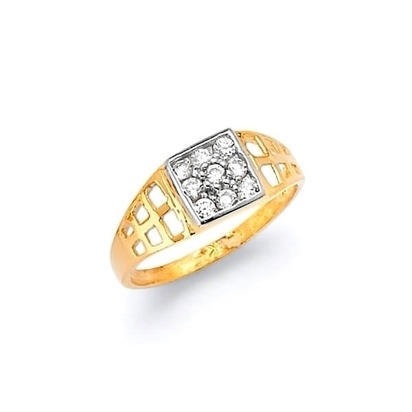 #21194 - White CZ Kids Ring in 14K Two-Tone Gold