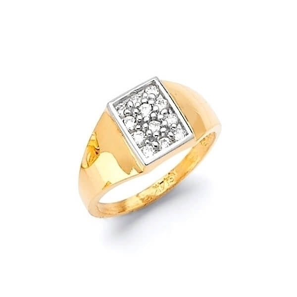 #21249 - White CZ Kids Ring in 14K Two-Tone Gold