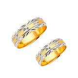 Diamond-Cut Wedding Band in 14K Two-Tone Gold