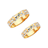 Diamond-Cut Wedding Band in 14K Two-Tone Gold