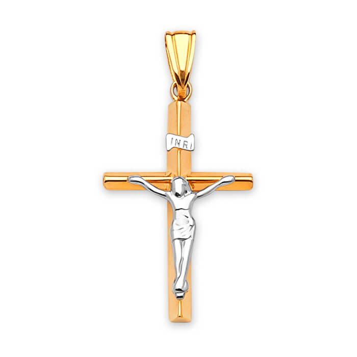 #23006 - Crucifix Pendant in 14K Two-Tone Gold