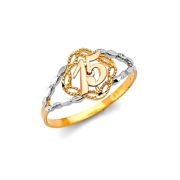 #23159 - Teens Ring in 14K Tri-Color Gold