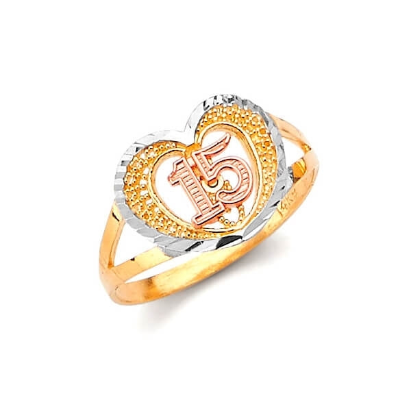 #23166 - Teens Ring in 14K Tri-Color Gold