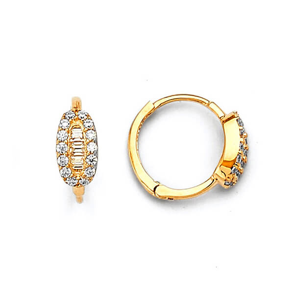 #24802 -  huggie Earrings with White CZ in 14K Gold