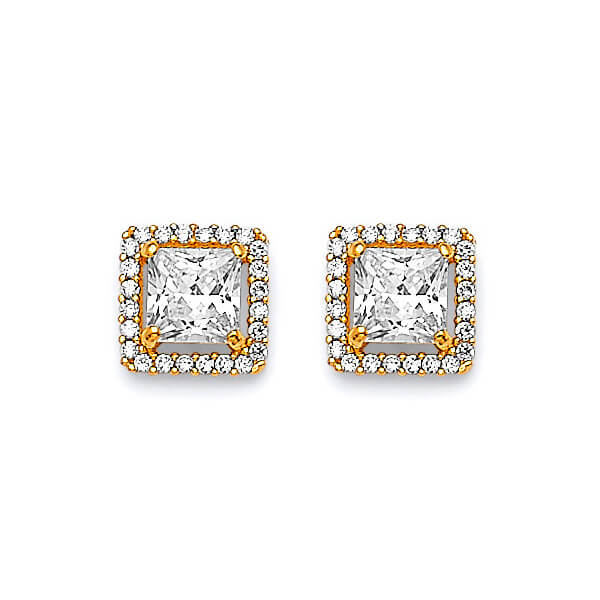 #25114 -  stud Earrings with White CZ in 14K Gold