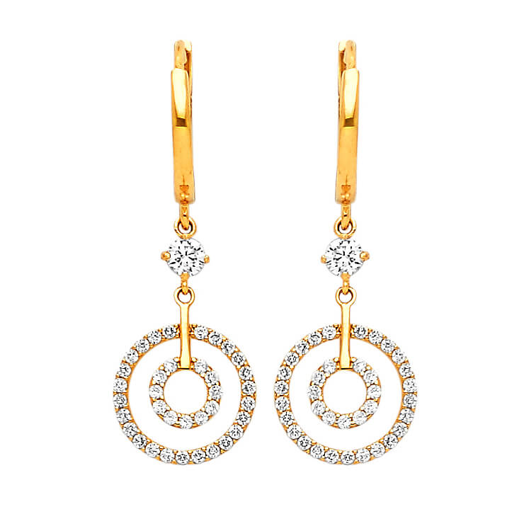 #25269 -  Drop Earrings with White CZ in 14K Gold