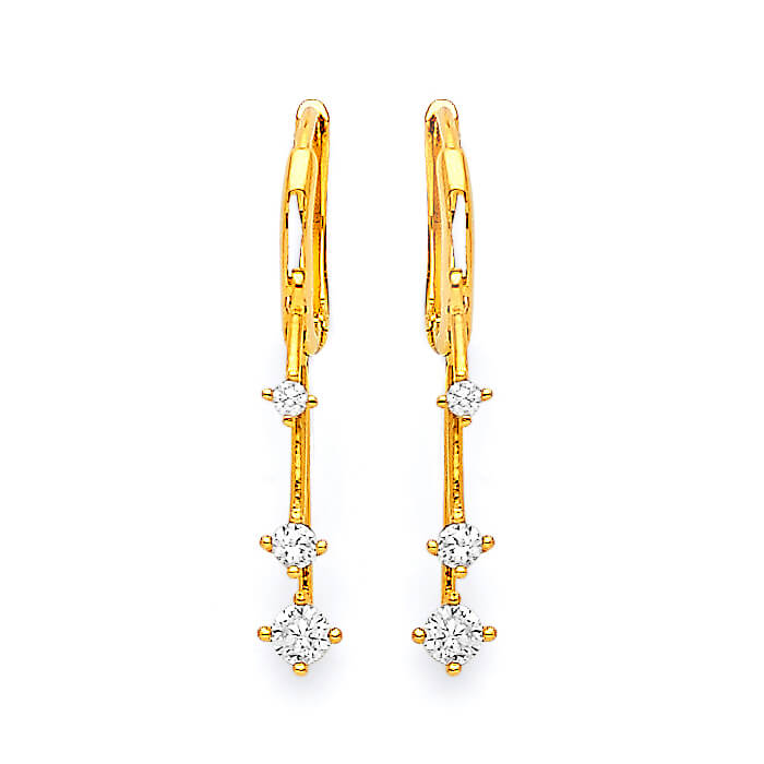 #25301 -  Tassel Earrings with White CZ in 14K Gold