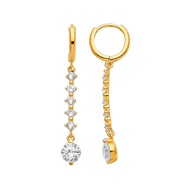 #25322 -  Tassel Earrings with White CZ in 14K Gold
