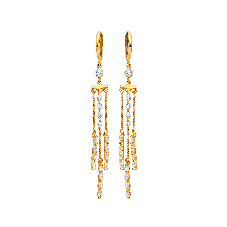 #25324 -  Chandelier Earrings with White CZ in 14K Gold