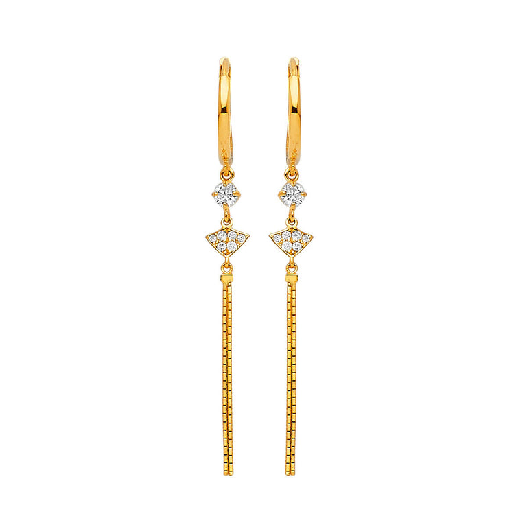 #25332 -  Drop Earrings with White CZ in 14K Gold