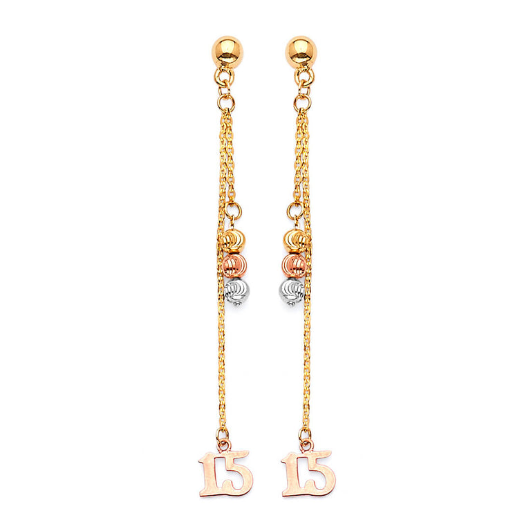 #25465 -  Tassel Earrings in 14K Tri-Color Gold