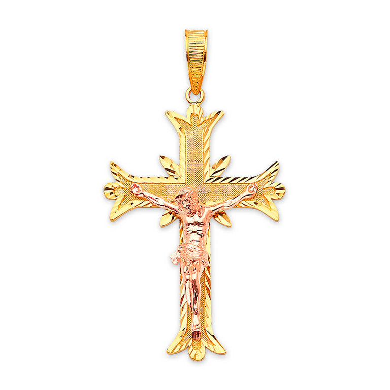 #27121 - Crucifix Pendant in 14K Two-Tone Gold