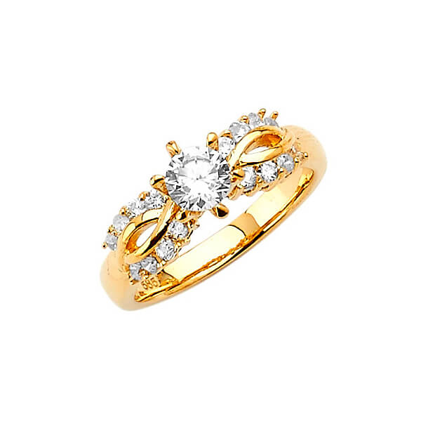 #27258 - White CZ Pave Engagement Ring in 14K Gold