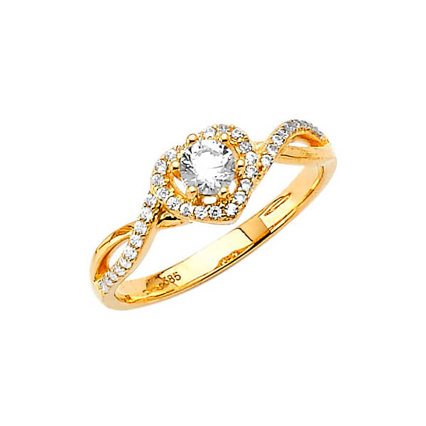 #27264 - White CZ Pave Engagement Ring in 14K Gold