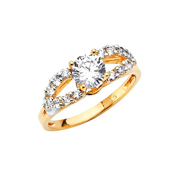 #27268 - White CZ Pave Engagement Ring in 14K Two-Tone Gold