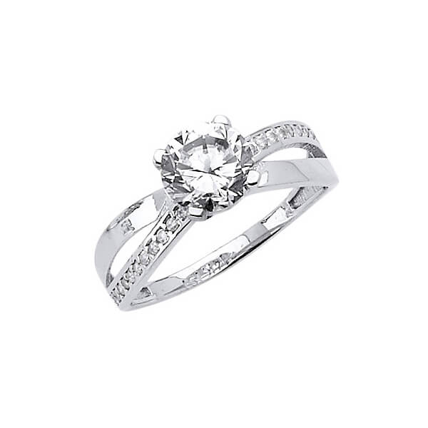 #27269 - White CZ Pave Engagement Ring in 14K White Gold