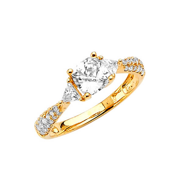 #27273 - White CZ Pave Engagement Ring in 14K Gold