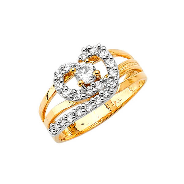 #27275 - White CZ Pave Engagement Ring in 14K Two-Tone Gold