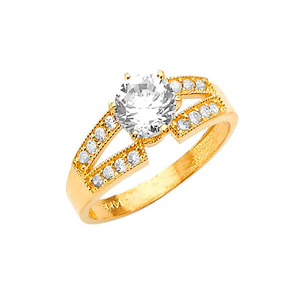 #27279 - White CZ Pave Engagement Ring in 14K Gold