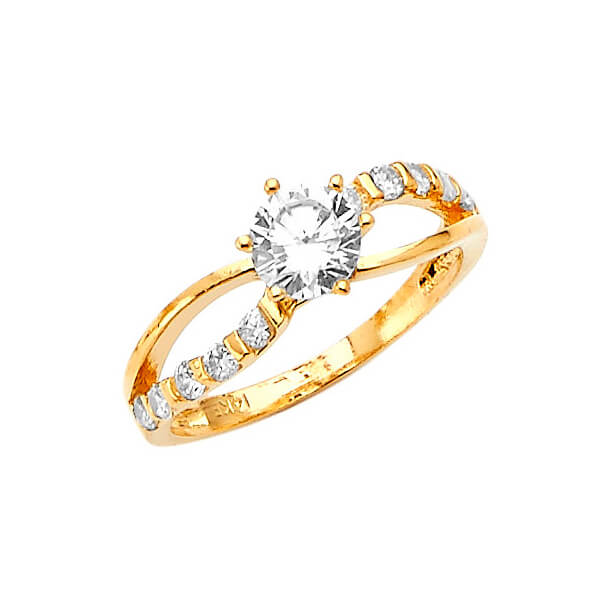 #27280 - White CZ Pave Engagement Ring in 14K Gold