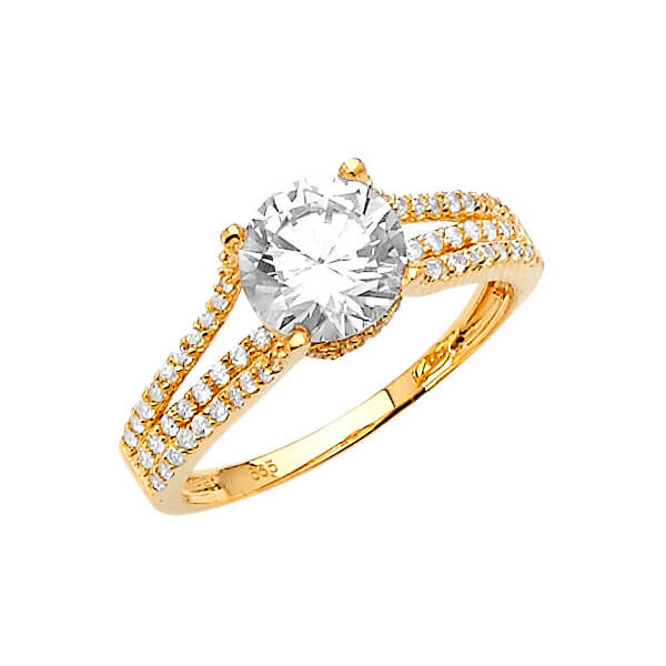#27284 - White CZ Pave Engagement Ring in 14K Gold