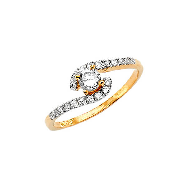 #27292 - White CZ Pave Engagement Ring in 14K Two-Tone Gold