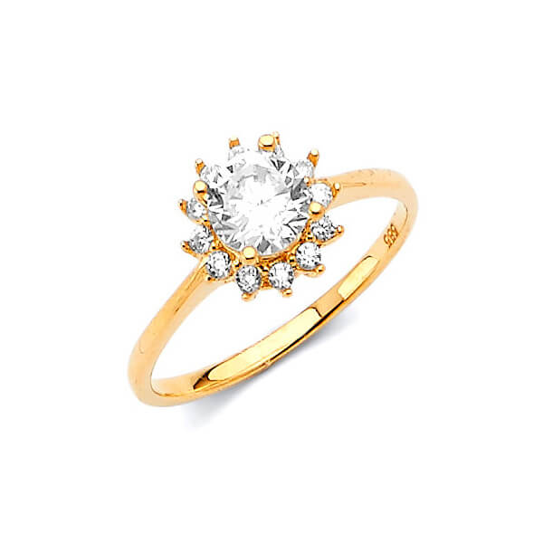 #27293 - White CZ High-Polish Engagement Ring in 14K Gold