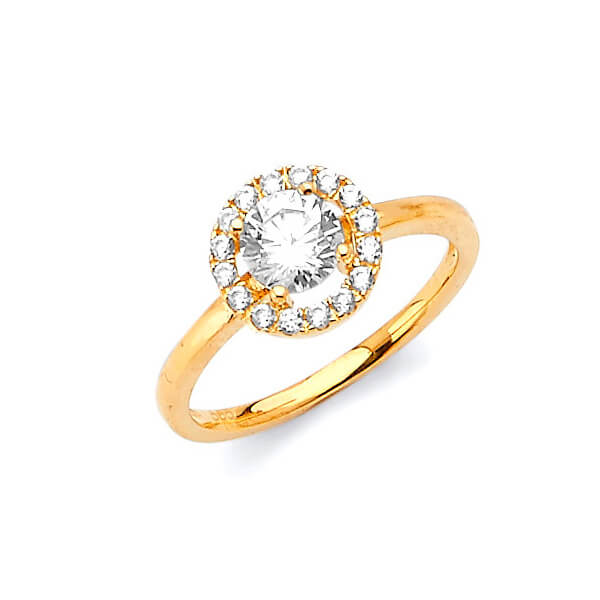 #27298 - White CZ High-Polish Engagement Ring in 14K Gold