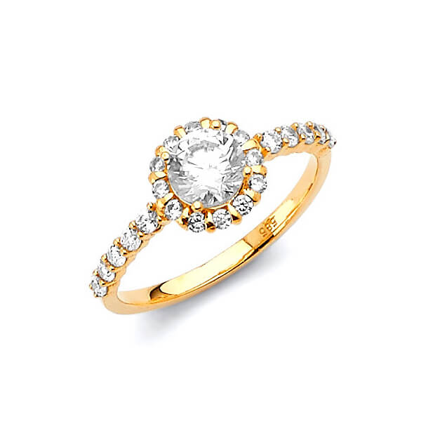 #27300 - White CZ Pave Engagement Ring in 14K Gold