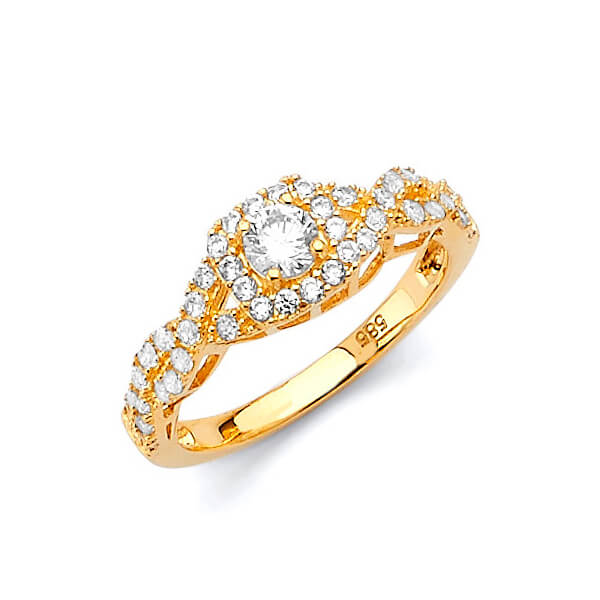 #27303 - White CZ Pave Engagement Ring in 14K Gold