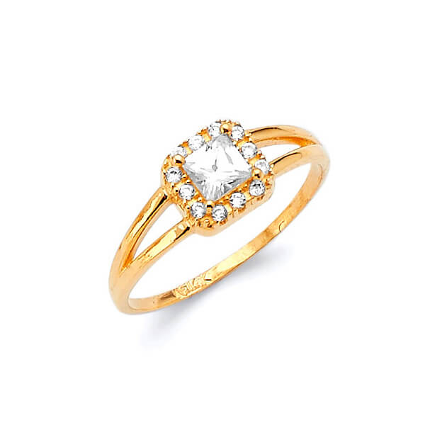 #27307 - White CZ High-Polish Engagement Ring in 14K Gold