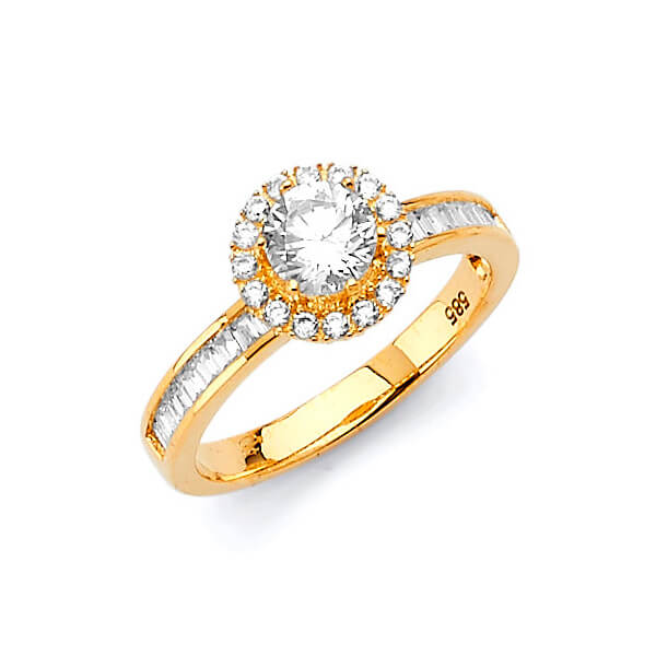 #27308 - White CZ Pave Engagement Ring in 14K Gold