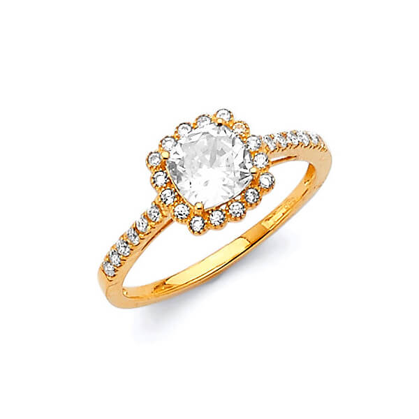 #27310 - White CZ Pave Engagement Ring in 14K Gold
