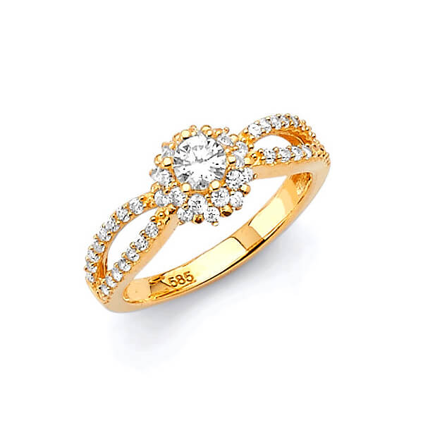 #27315 - White CZ Pave Engagement Ring in 14K Gold