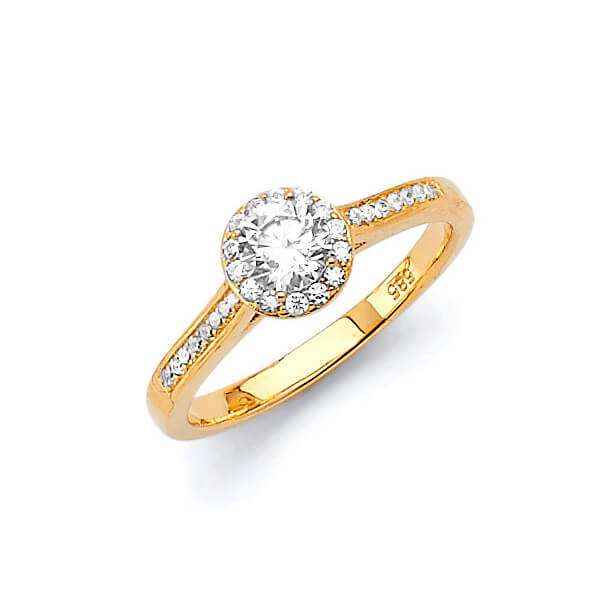 #27318 - White CZ Pave Engagement Ring in 14K Gold