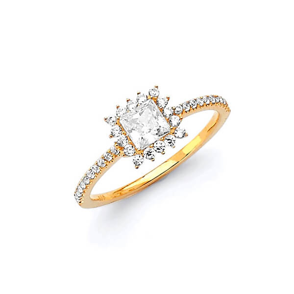 #27324 - White CZ Pave Engagement Ring in 14K Gold