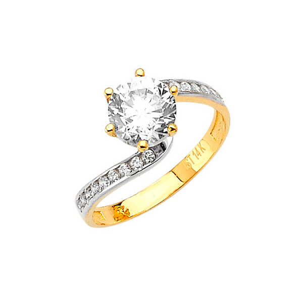 #27360 - White CZ Pave Engagement Ring in 14K Two-Tone Gold