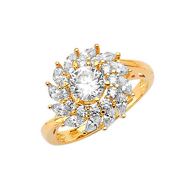 #27361 - White CZ Pave Engagement Ring in 14K Gold