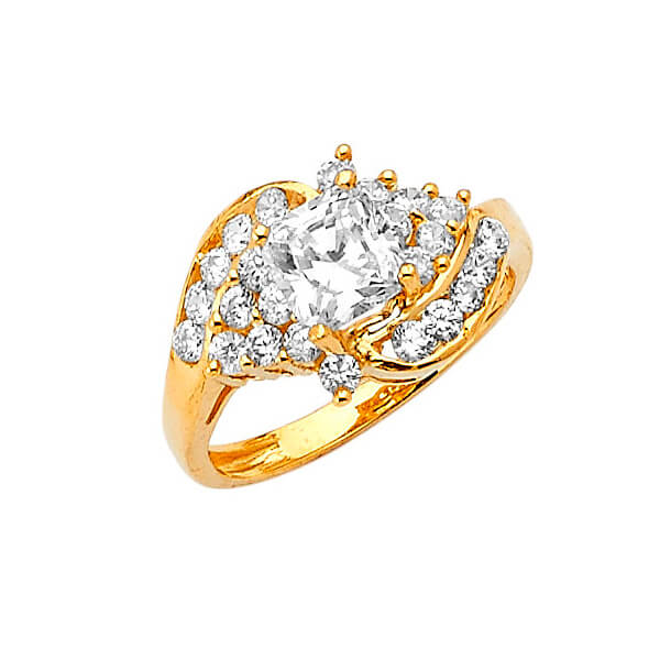 #27363 - White CZ Pave Engagement Ring in 14K Gold