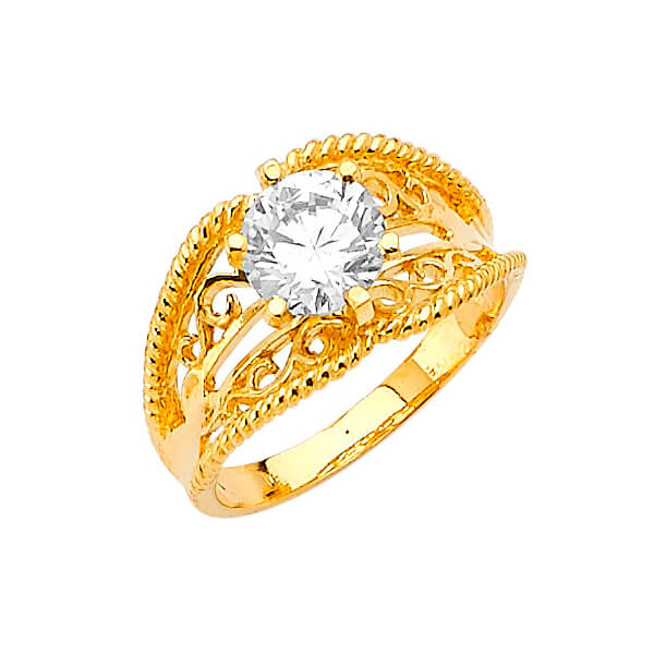 #27364 - White CZ High-Polish Engagement Ring in 14K Gold